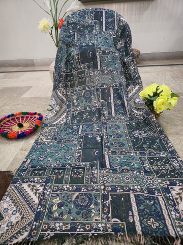Taj Mahal Wool Digital Print Multicolour Scarf