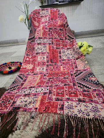 Wafa Wool Digital Print Multicolour Scarf