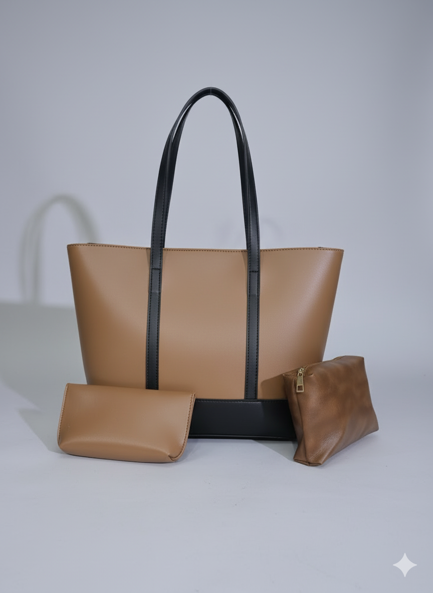 The Tan & Black Commuter Tote
