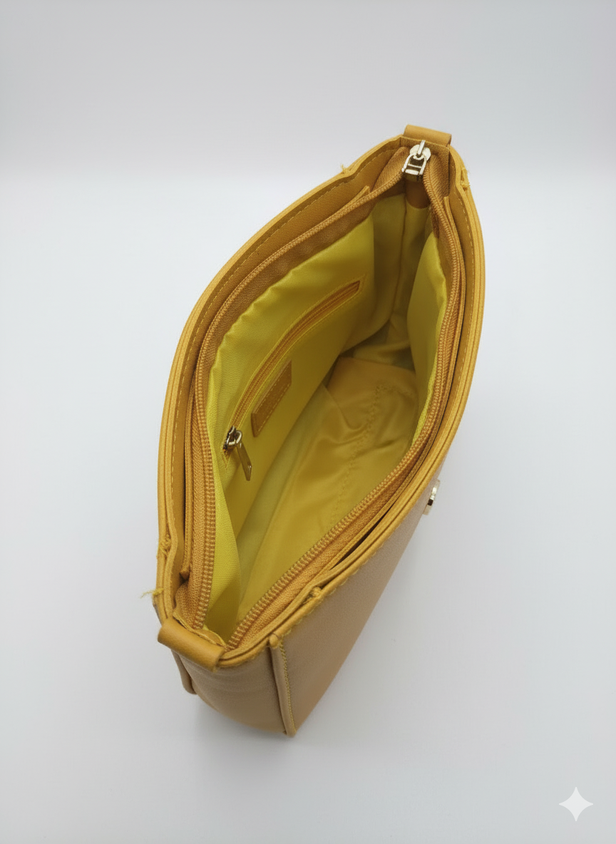 The Mini Flap Satchel in Mustard Yellow Imported premium