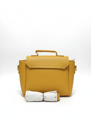 The Mini Flap Satchel in Mustard Yellow Imported premium