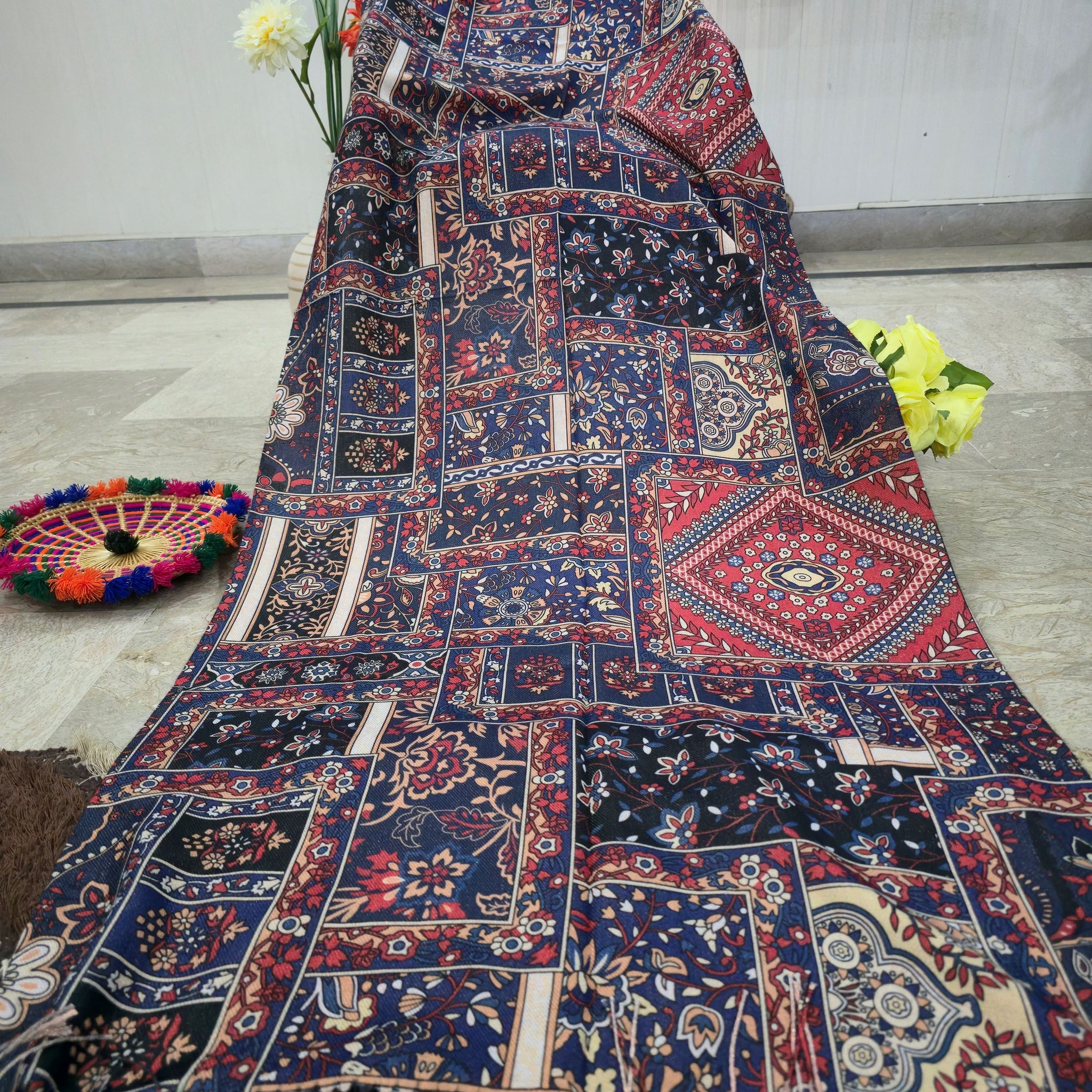 Azmat Wool Digital Print Multicolour Scarf