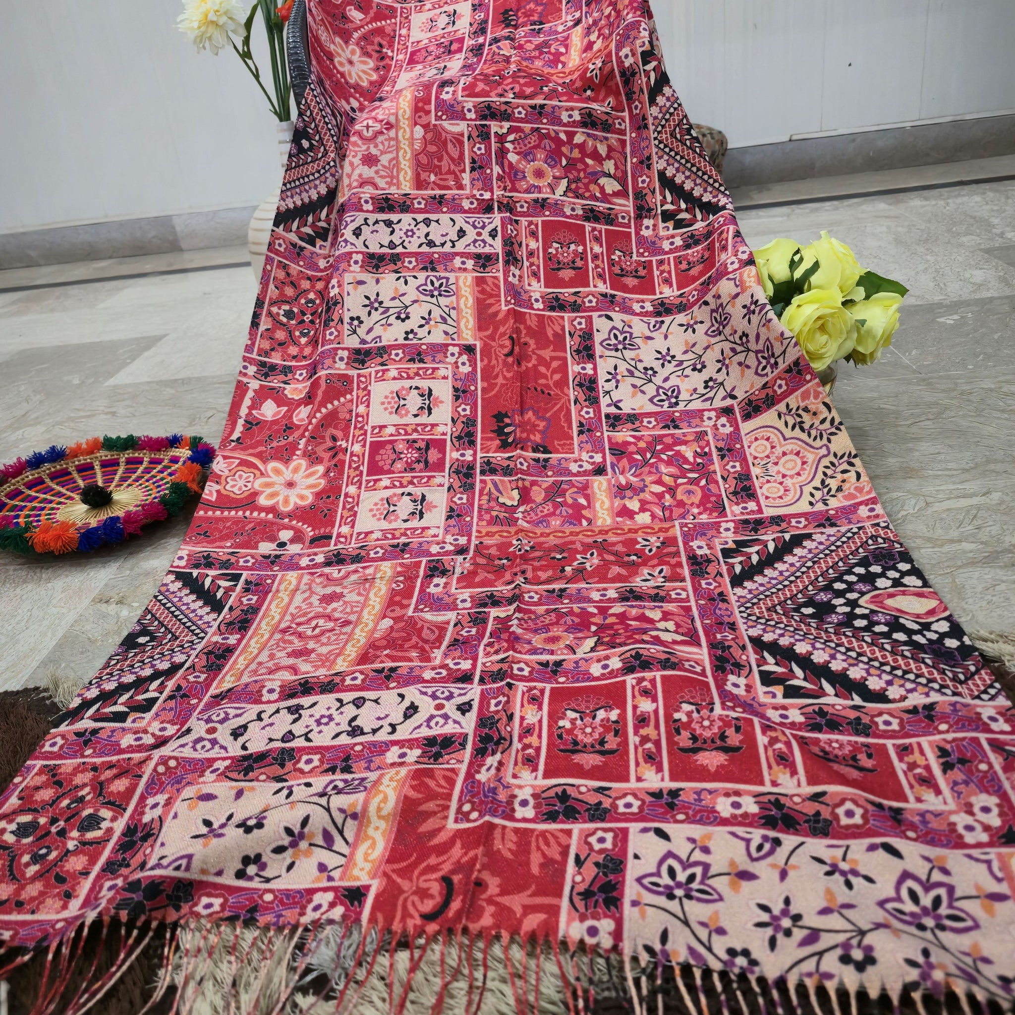 Wafa Wool Digital Print Multicolour Scarf