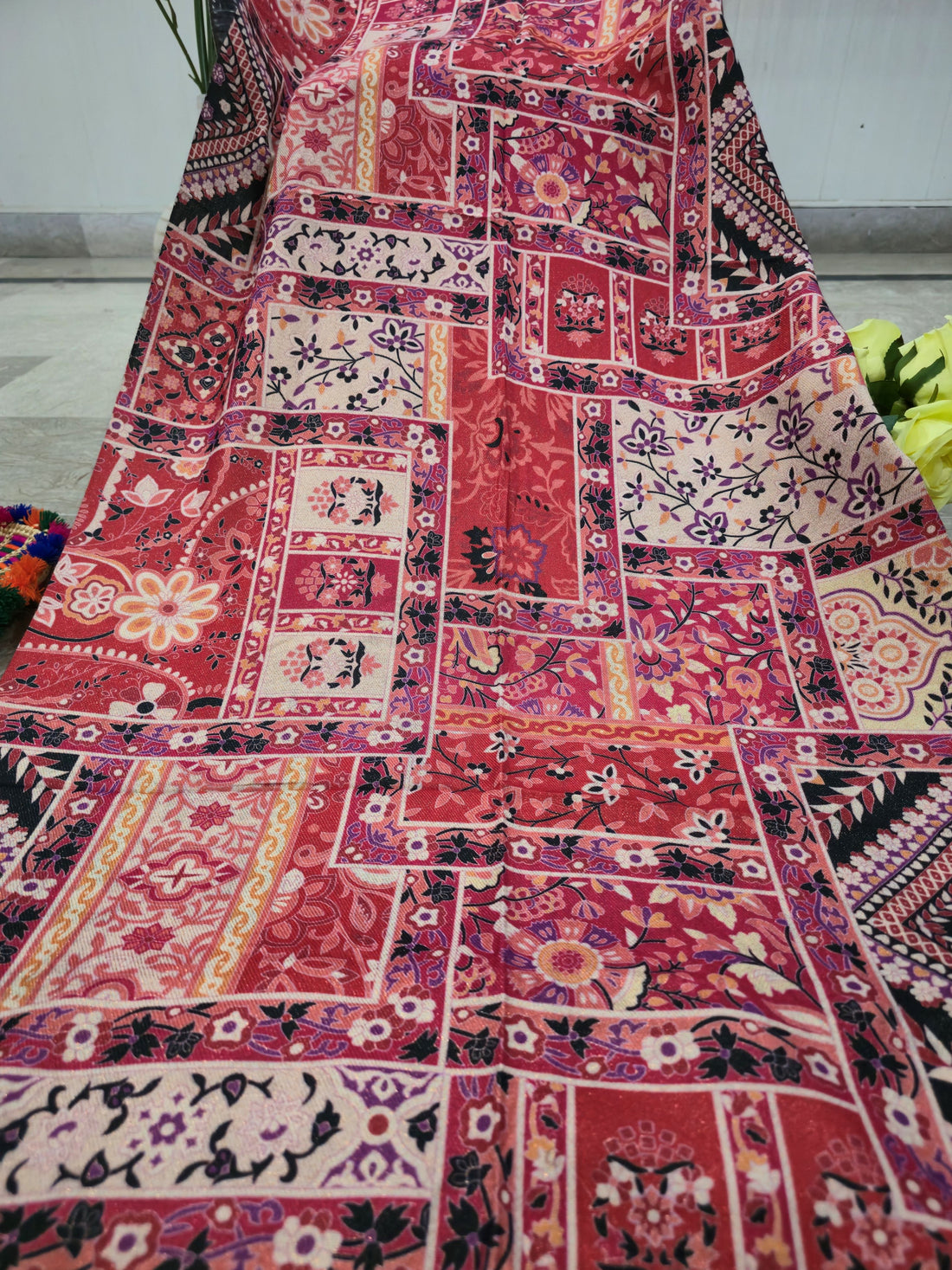 Wafa Wool Digital Print Multicolour Scarf