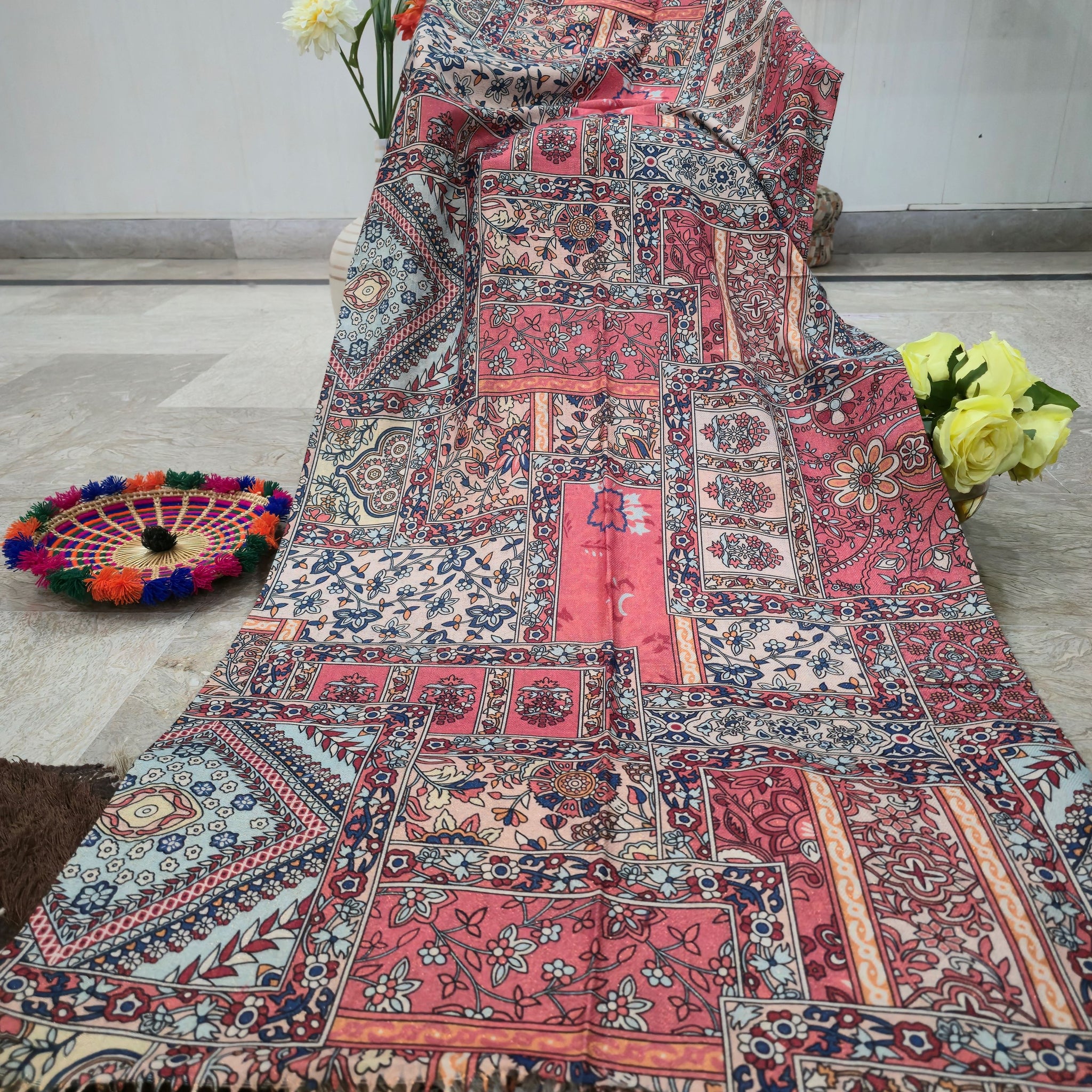 Nayaab Wool Digital Print Multicolour Scarf