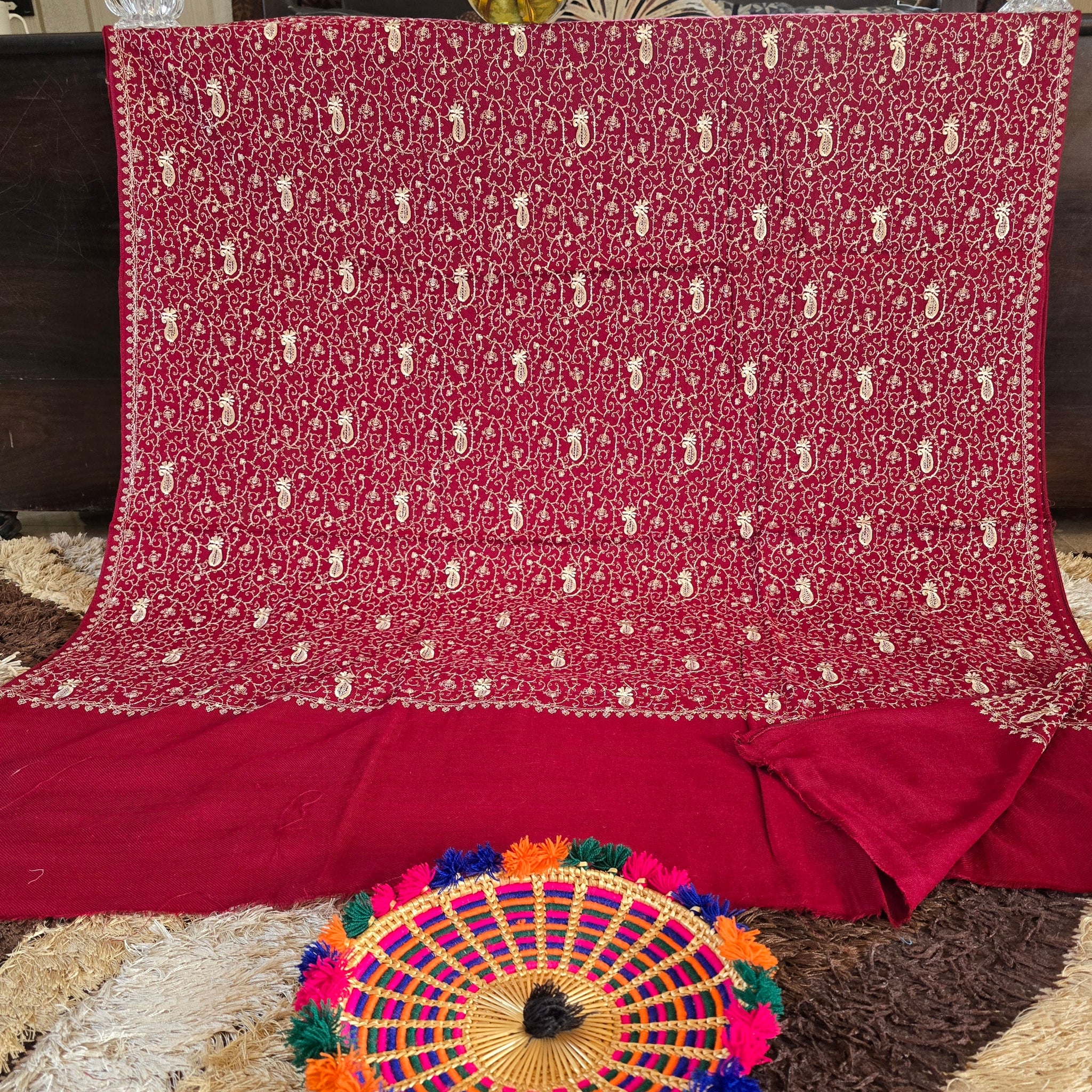 Roses Bloom Embroidered Jawad 72 Gram Shawl